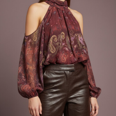 OMZU AÇIK BLUZ BORDO