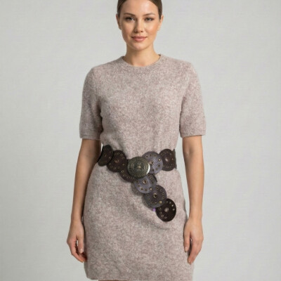 AÇIK KAHVE TRİKO ELBİSE